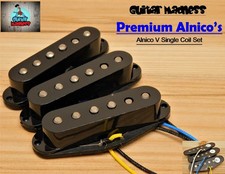 G.M. Premium Alnico's Black Strat Stratocaster  Single Coil Set For Fender