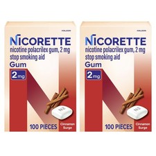 Nicotine Gum 2mg Stop Smoking Aid Cinnamon Surge 2x100 Count Nicorette Help