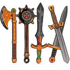 Foam Swords Weapons Toy 5 Set, 17 inch, Kids Boys Gift