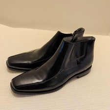 Vintage Florsheim Lightweight Black Leather Narrow Ankle Boots Side Zip Sz 10.5