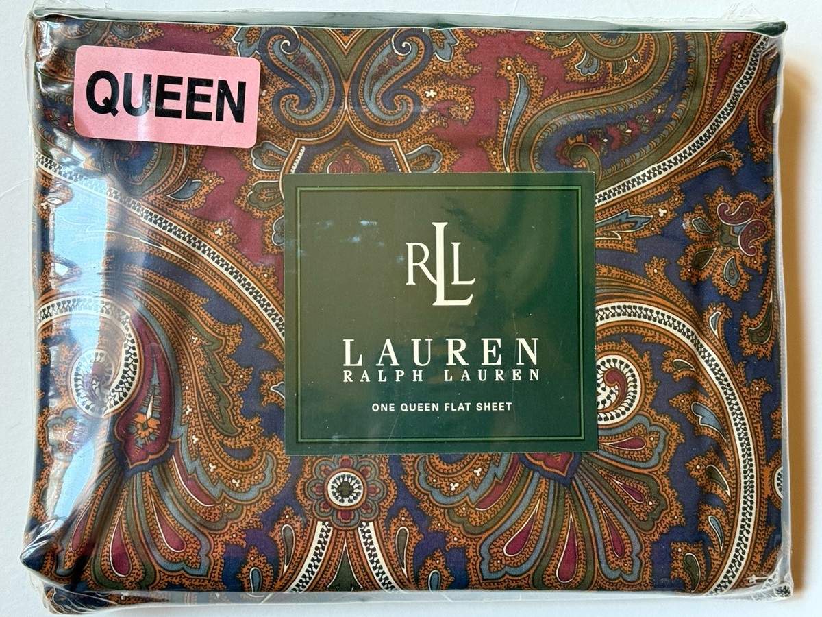 New RARE RALPH LAUREN Vintage *QUEEN FLAT Sheet PARKER Paisley