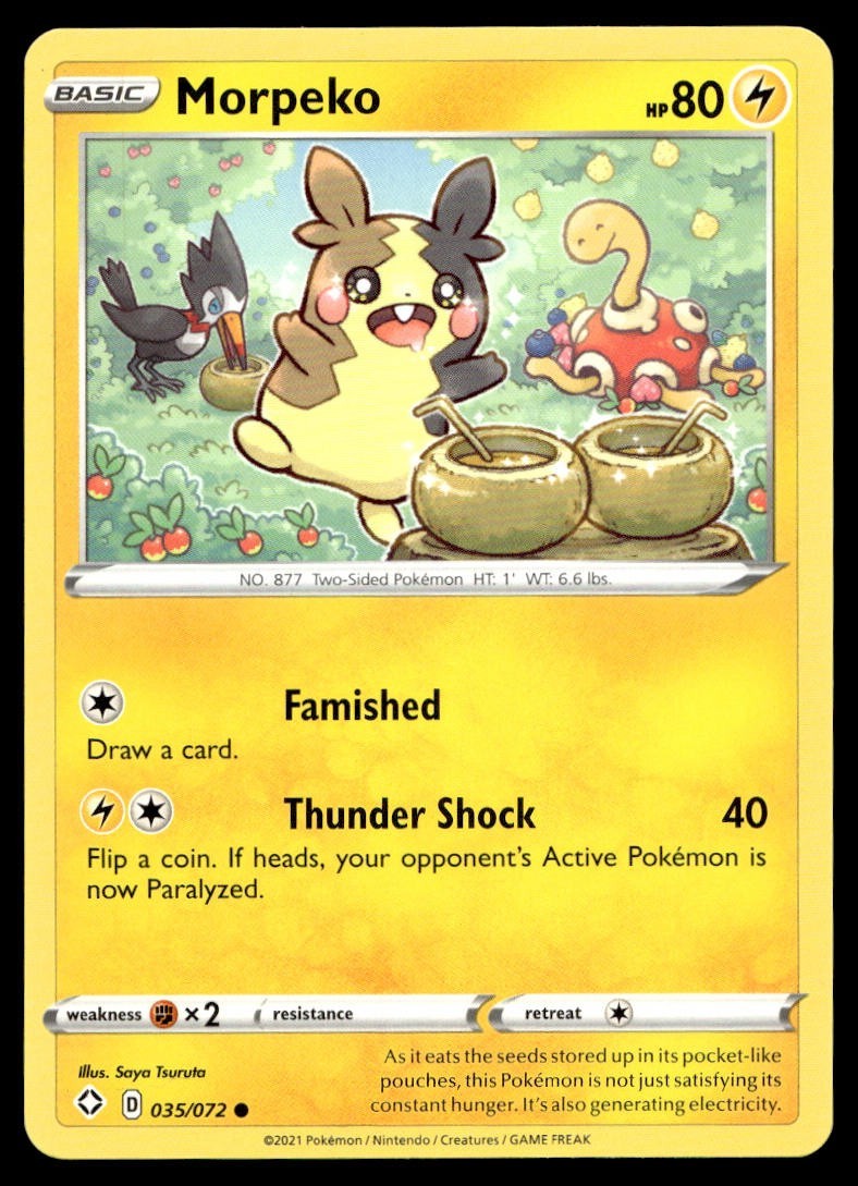 Morpeko 35/72 Pokemon Card Shining Fates Common 80 HP Lightly Played KH