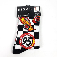 Pixar Cars Lightning McQueen Adult Size 9-13 Multi Graphic Novelty Crew Socks