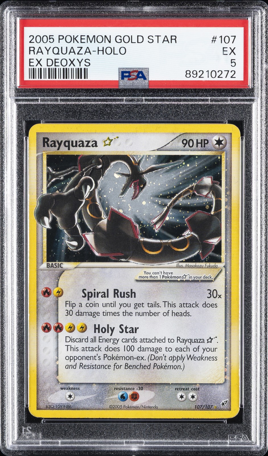 2005 POKEMON EX DEOXYS GOLD STAR #107 RAYQUAZA-HOLO PSA 5
