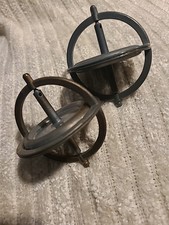 Pair Of VTG 1950  s Gyroscope Metal Spinning Tops Classic Antique Toy