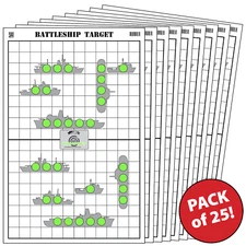 25 Paper Shooting Targets Range Gun Rifle Pistol Green Battleship Game 23x35