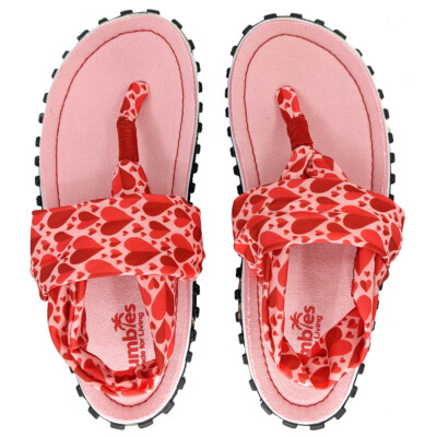 Gumbies - damen Zehentrenner Sandalen Slingback - Love Hearts