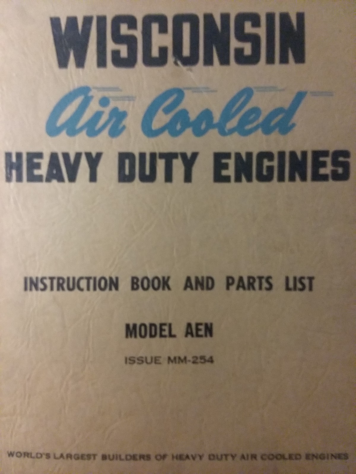 Wisconsin AEN (1 cyl) Engine Owner, Service & Parts Manual Lawn Garden