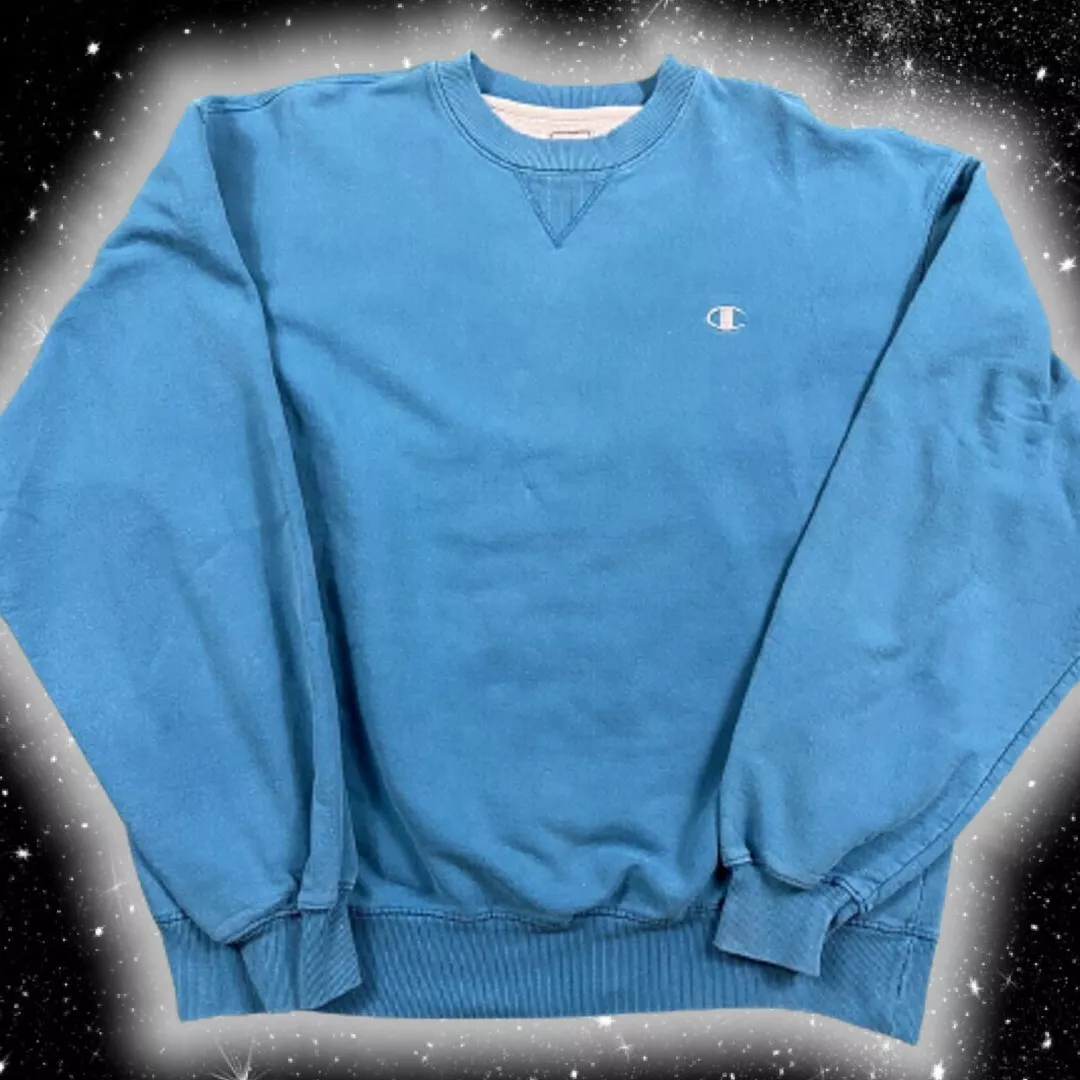 Vedhæft til Kent bånd Vintage Champion Crew Neck Sweatshirt Mens Blue Large L Silver Tag | eBay