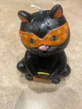 Halloween Trick or Treat Black Cat Wax Candle Small Vintage Retro Look NEW CUTIE
