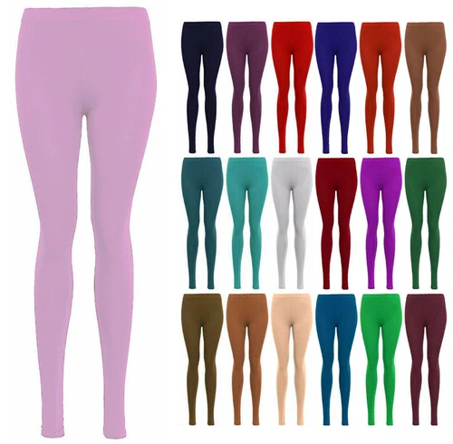 Ladies Plain Stretchy Full Length Viscose Legging UK Plus Size 8-26