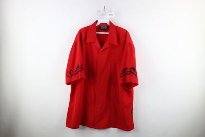 Vtg Y2K Dragonfly Mens XL Tribal Dragon Baggy Fit Casino Bowling Button Shirt