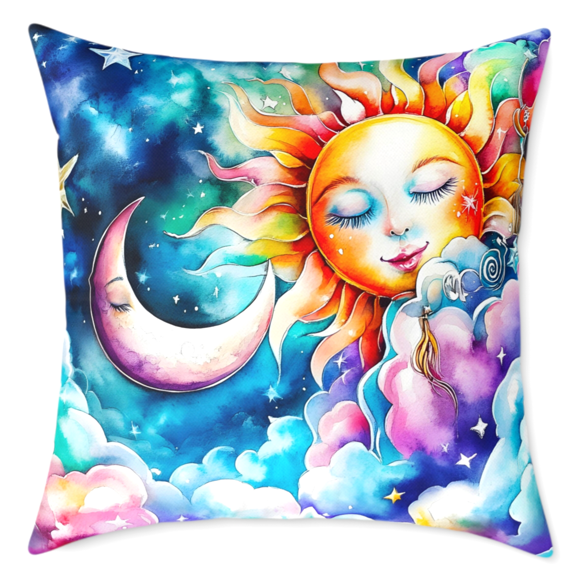Moon Pillow Celestial Sun Decor Stars Pillow Tie Dye Whimsical Art Mothers  Day