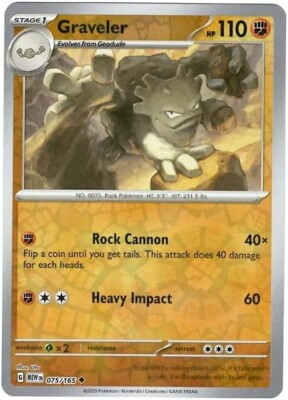 Pokémon Graveler Scarlet & Violet-151 075/165 Reverse Holo Uncommon