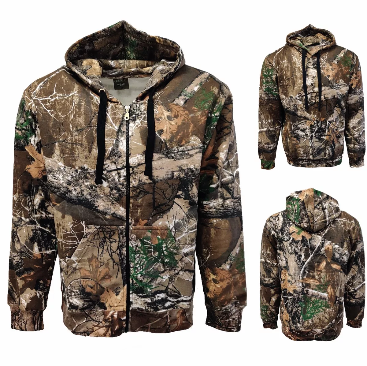 Mens Jungle Print Zip Hoody Hoodie Camo Camouflage Fishing Hunting Jacket  M-5XL