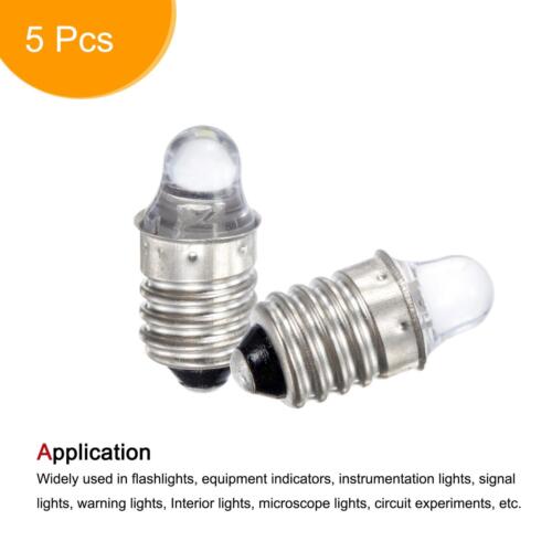 5Pcs E10 Screw Base LED Flashlight Bulbs DC 3V Mini Lights, White - Picture 3 of 7