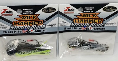 LOT OF 2 Z-man Stealth blade jackhammer 1/2 OZ. BHITE DELIGHT-GREEN PUMPKIN SHAD