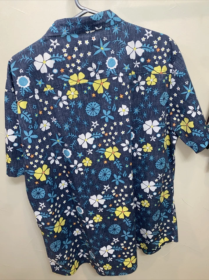 Vintage Walker St. Refinery Hawaiian Shirt Mens XXL Blue Floral Reverse Print - Image 3 of 4