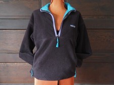 VTG 80s 90s Patagonia Black USA Made Fleece Gorp Pullover Pockets Jacket Sz M