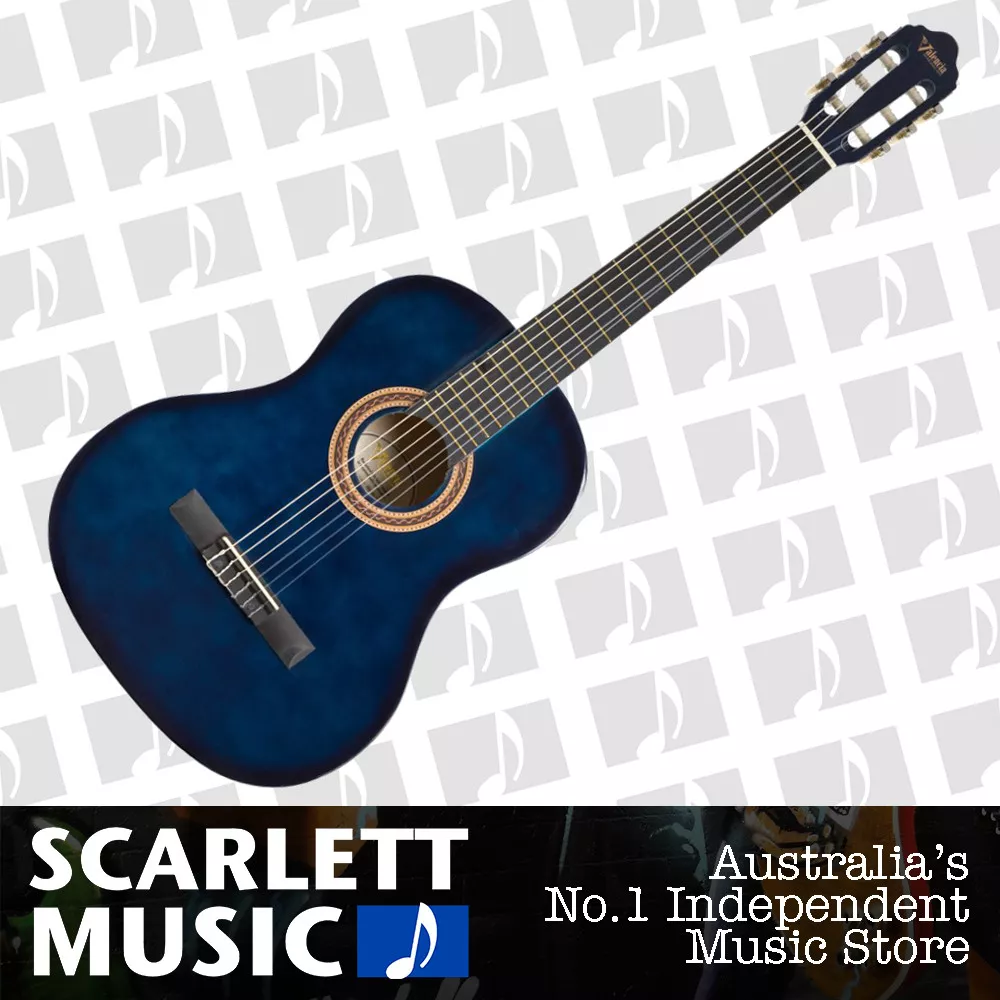 Valencia 4 4 Size Full Size Beginners Nylon Guitar VC 104 Blue