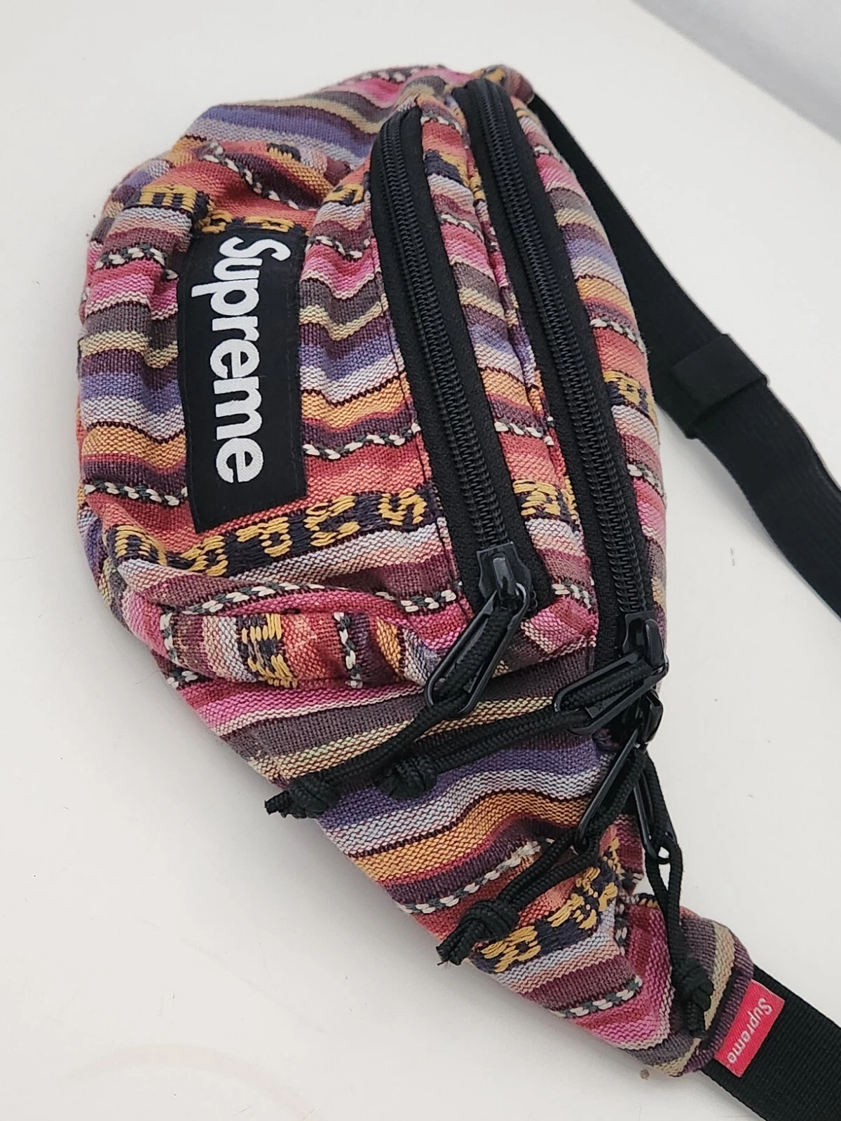 SS20 Supreme Sac à Taille à Rayures Tissées Multicolore Ceinture Bum Pack