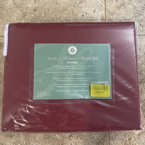 New Becky Cameron 1800 Series Twin Sheet Set Home Collection Burgundy See Photos - Picture 3 of 5