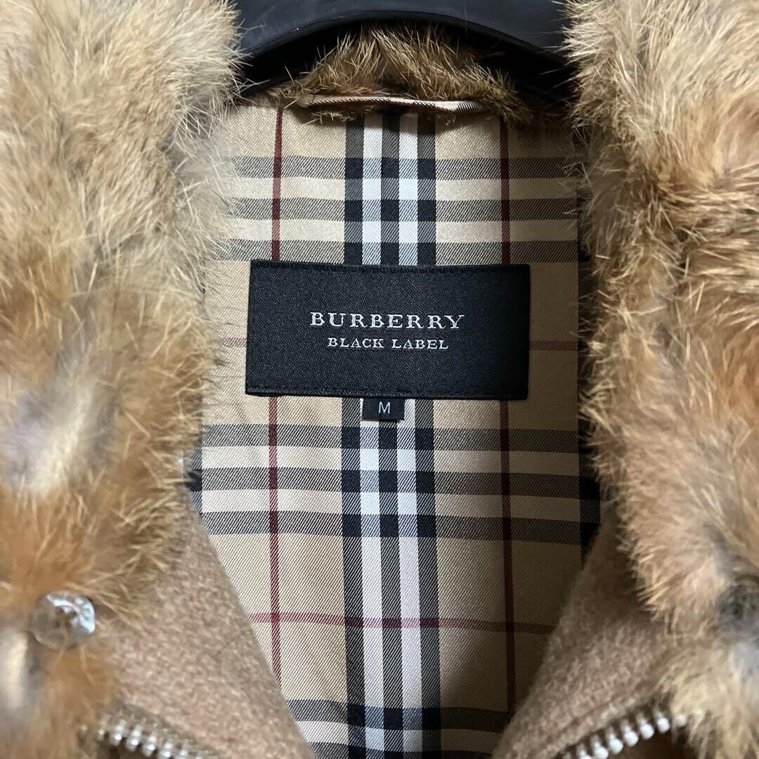 BURBERRY BLACK LABEL BMP86-719-44 Fur Blouson Jacket M Beige BURBERRY BLACK LABEL BMP86-719-44 Fur Blouson Jacket M Beige