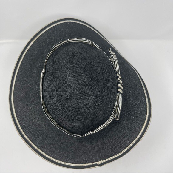 GEORGI VINTAGE HAT BLACK WIDE GROSGRAIN RIBBON BOW BLACK  display picture 1