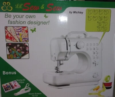 Lil Sew & Sew Michley Sewing Machine w/ Bonus 100 Pc Sewing Kit & Elec Scissors