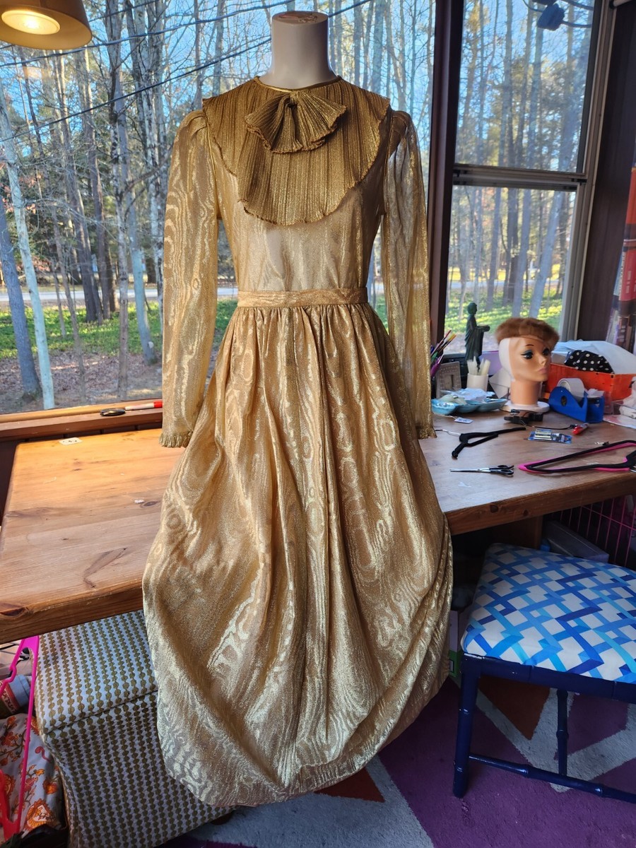 VTG Gold LUREX Charles Glueck Neiman Marcus Shirt Skirt Ball Gown XS