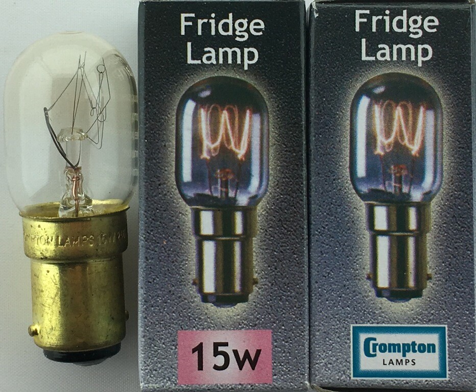 2 X 15W 15 Watt FRIDGE LAMP SBC B15d CROMPTON BULB LAMP