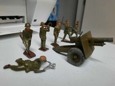 Vintage Metal Toy Soldier Lot Playing Bugle Tank Grenade Made in England Lot 7