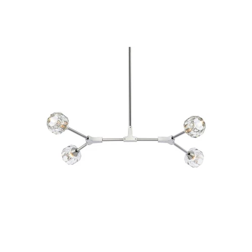 Elegant Lighting Zayne 4-Light Modern Crystal/Iron Pendant in Chrome - Picture 4 of 8