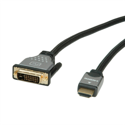 Monitorkabel DVI (24+1) - HDMI, Stecker, schwarz / silber, 5 m