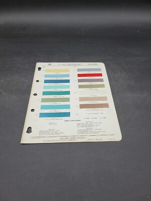 1961 DITZLER PPG DODGE DART AND LANCER PAINT CHIP SWATCH SHEET FORM 6102