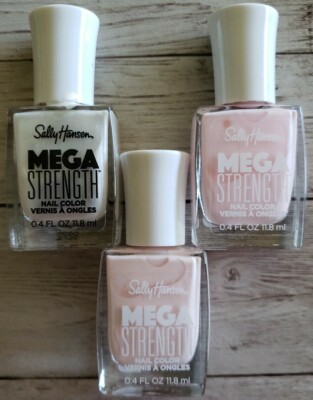 Three (3) Bottles (006/012/022) of Sally Hansen Mega Strength Nail Polish ~ (62)