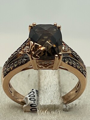 14k Rose Gold Le Vian Chocolate Quartz w/Chocolate Diamonds Ring