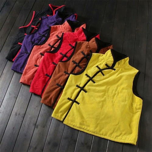 Lady Corduroy Waistcoat Chinese Ethnic Warm Tank Fleece Lined Vest Thick Vintage - Picture 9 of 18