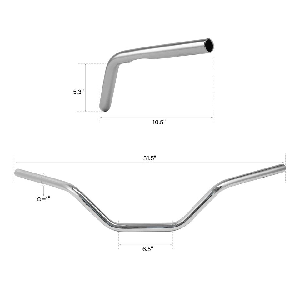 Chrome 5'' Rise 1" Ape Hanger Bar Handlebar Fit For Harley Sportster XL883 1200 - Image 2 of 4