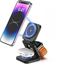 KUXIU Foldable 3in1 Magnetic Wireless Charger For iWatch/Airpods/iPhone 16 15 14