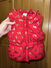 HEALTHTEX RED Vest WITH GOLD BOWS 18 Months Zippered Puffer Vest Toddler Girl