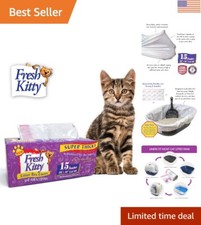 15 Count Jumbo Drawstring Cat Litter Box Liners for Odor Control  Easy Clean-Up