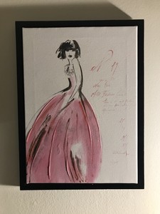 Lady In Pink Dress Wooden Framed Canvas Painting 12 X 16 Ebay
