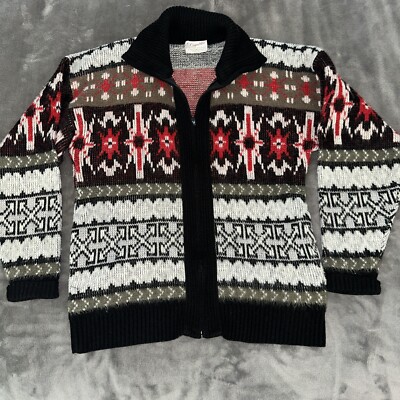 Vintage Clipper Mist Red Black Graphic Multicolor Sweater Men s Size L USA Made