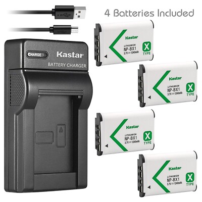 SLIM Charger & 4 battery for DSC-RX100 VI RX100 VII WX300 WX350 WX500