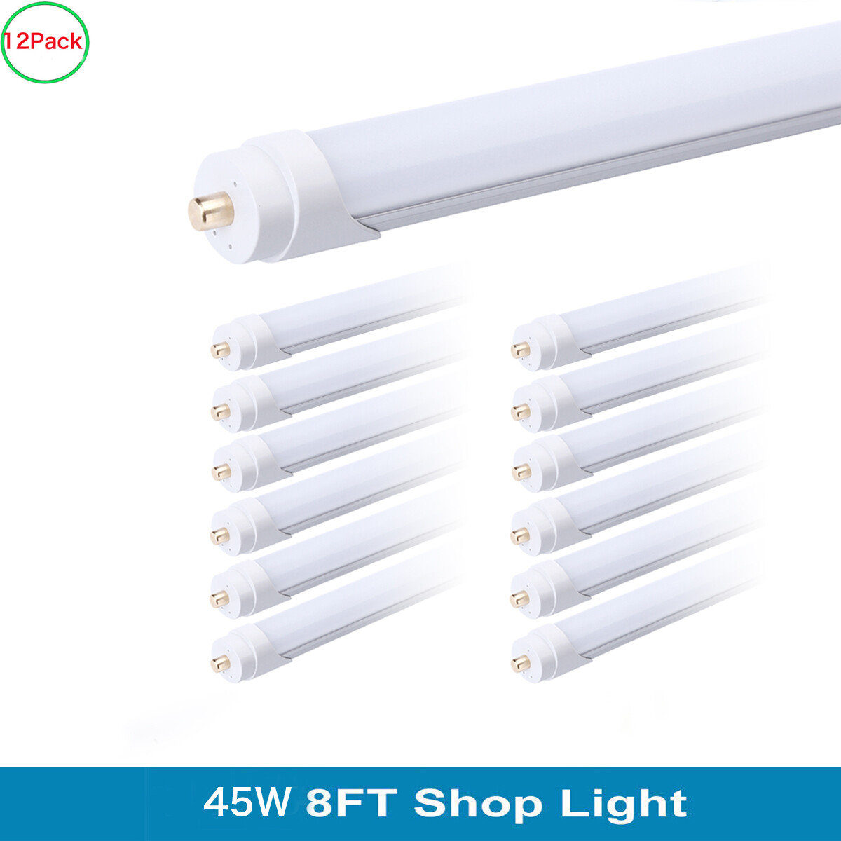 12Pcs 8ft LED Shop Lights 45W T8 T12 Single Pin Tube Bulbs for Bright Workspaces