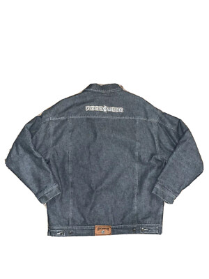 Vtg 90s ROCAWEAR Denim Jean Jacket Men's XL Blue Rap Hip Hop Metal