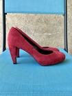 Ann Taylor LOFT Red Suede Leather 3" Pump Block Slip-On Heels Shoes (Size 7) — photo 4