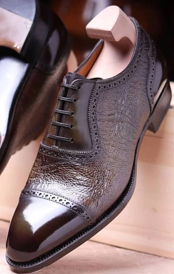 Tailor made Men's Dark Brown Leather Oxford Lace-Up Formal Dress Handmade Shoes