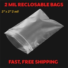 2"x 2" CLEAR 2 MIL ZIP SEAL BAGS POLY PLASTIC RECLOSABLE LOCK MINI SMALL BAGGIES